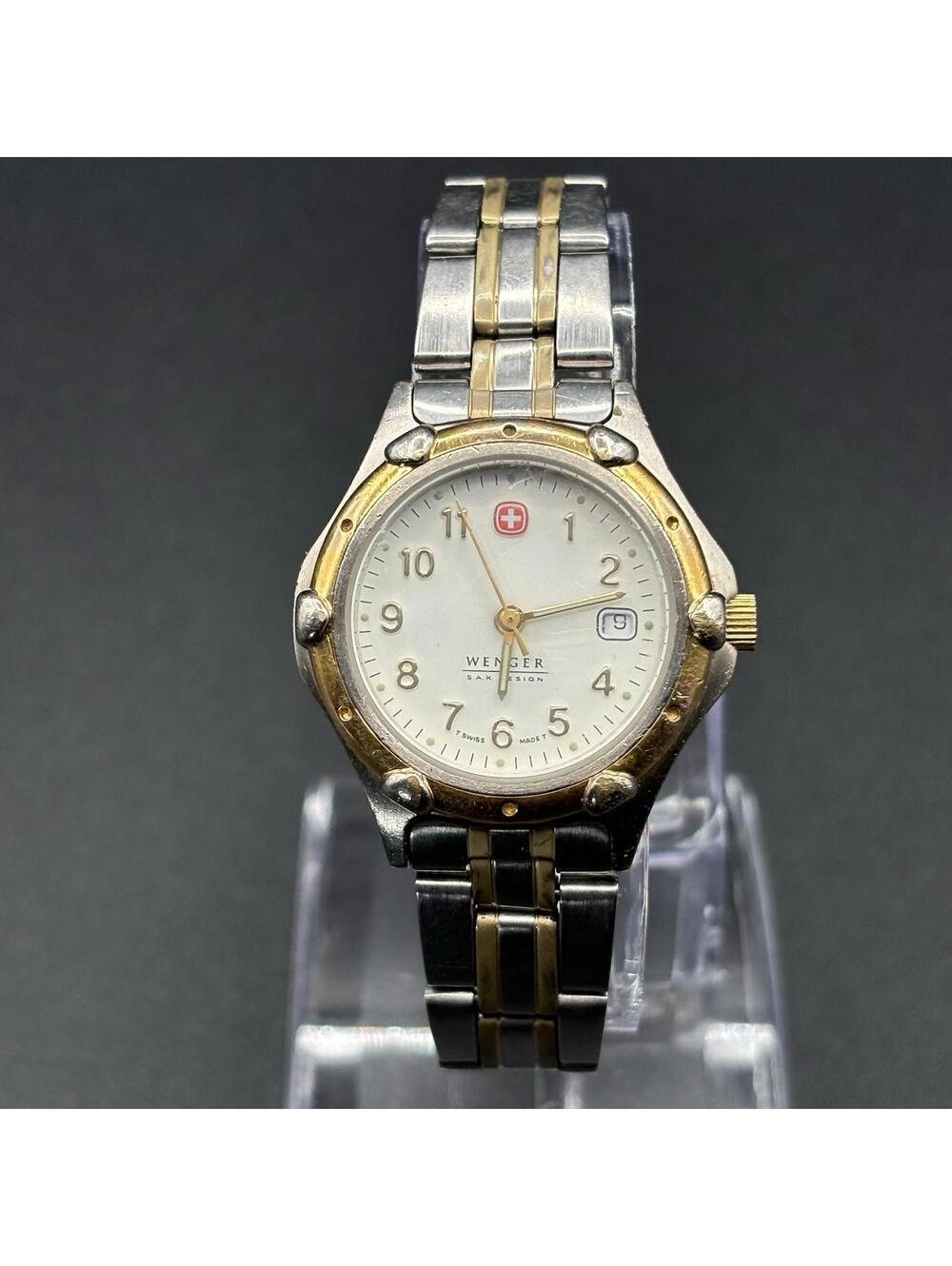 Wenger SAK Design Two-Tone White Dial Ladies 29mm Swiss Watch w/Date 093-0690